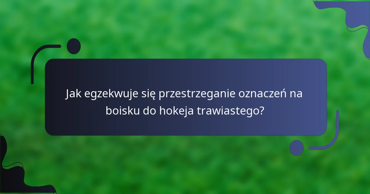 Jak egzekwuje się przestrzeganie oznaczeń na boisku do hokeja trawiastego?