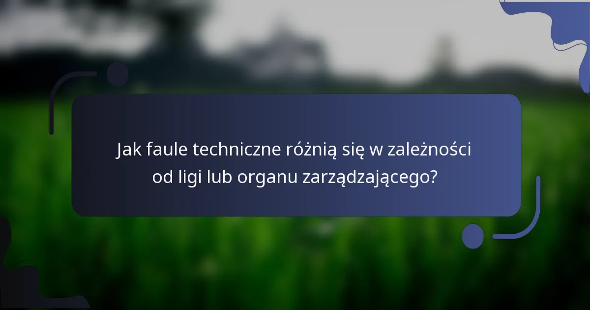 Jak faule techniczne różnią się w zależności od ligi lub organu zarządzającego?