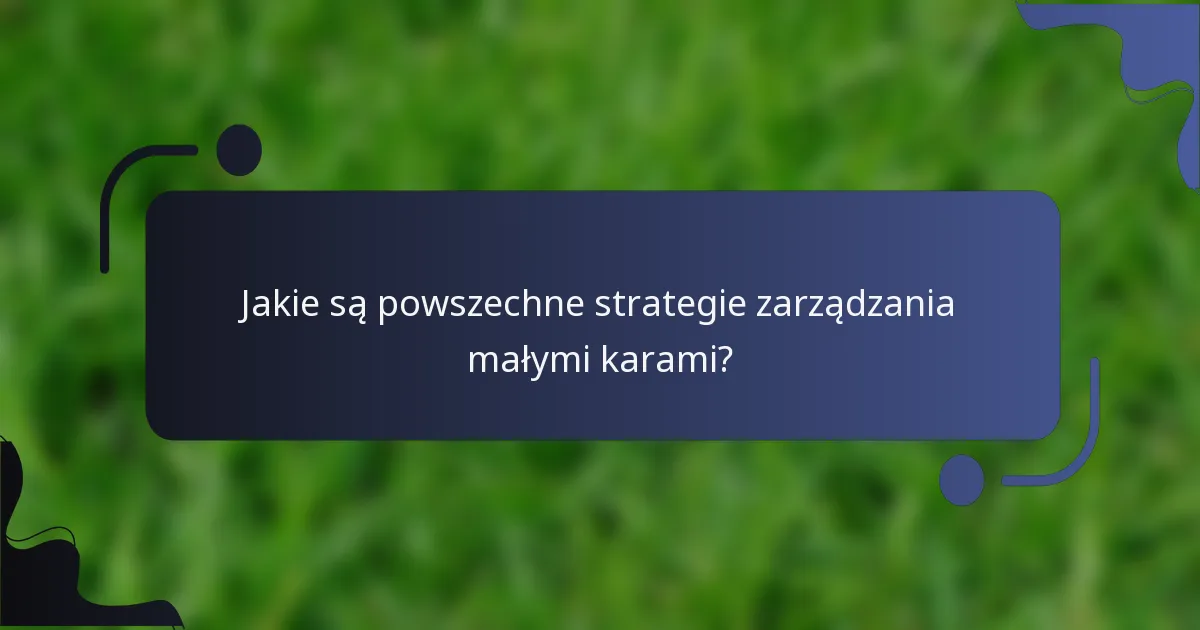Jakie są powszechne strategie zarządzania małymi karami?