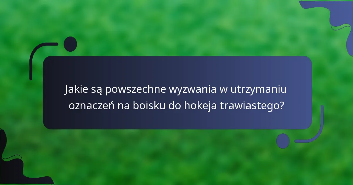 Jakie są powszechne wyzwania w utrzymaniu oznaczeń na boisku do hokeja trawiastego?